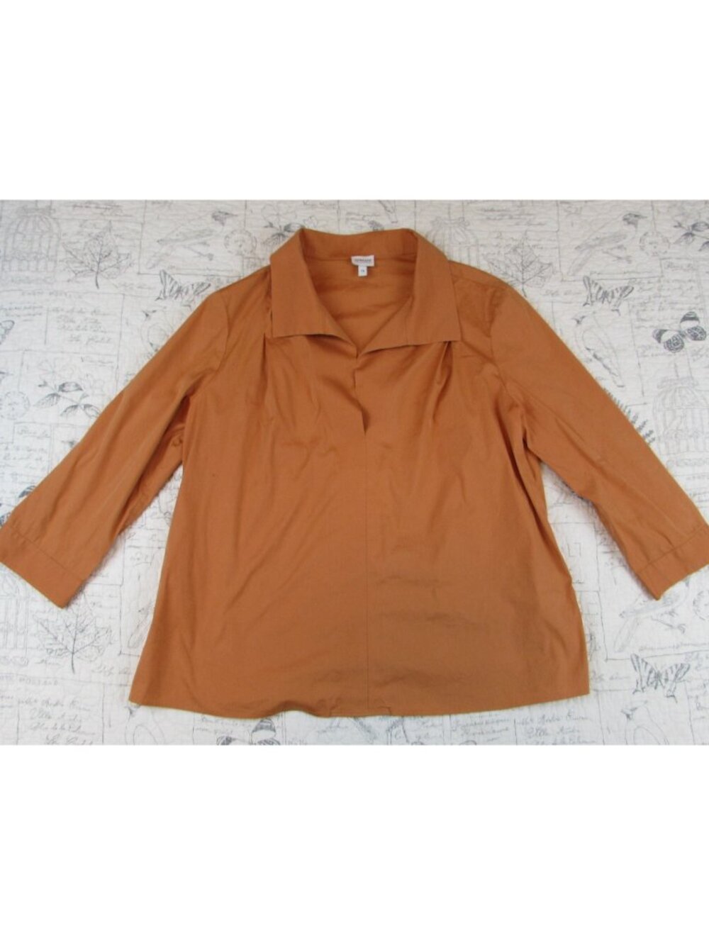 Armani Collezioni Burnt Orange Popover stretch cotton popover womens Blouse 10